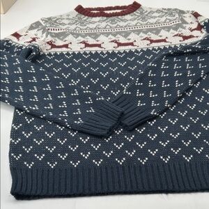 Men's Festive Navy and White Sweater